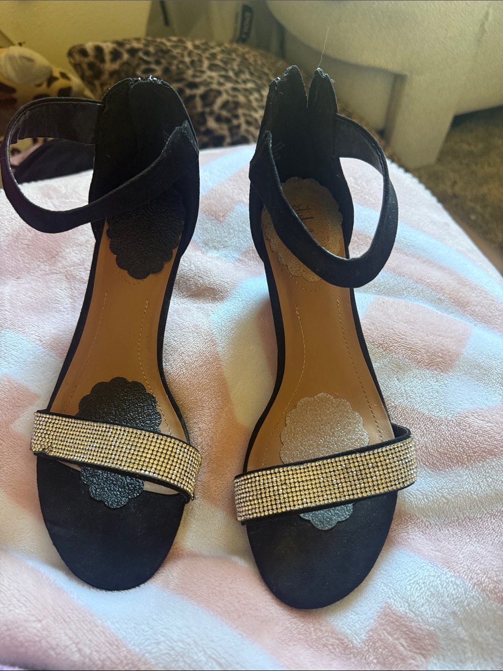 Windsor black ankle-strap heels comfort gel pads added